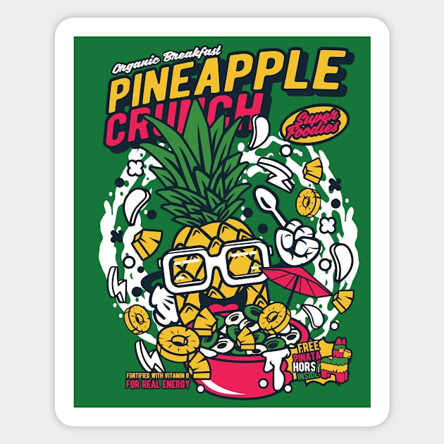 Retro Cereal Box Pineapple Crunch // Junk Food Nostalgia // Cereal Lover Sticker by Now Boarding